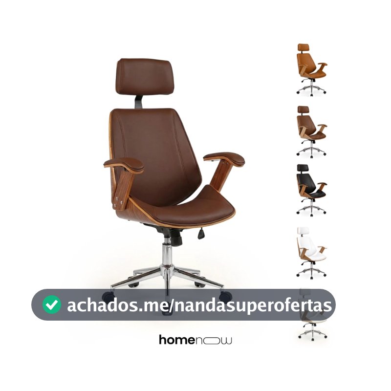 Cadeira de Escritório Ergonômica Giratória Moderna Alta Presidente Lisboa Branca / Preta / Marrom
