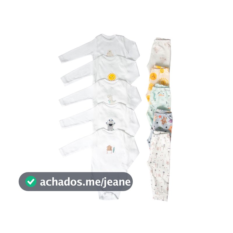 Kit 10 Peças Conjunto Bebê Body e Calça Pranchinha Zebrinha Ursinho Dino Rex Solzinho Roupa de Bebê Infantil