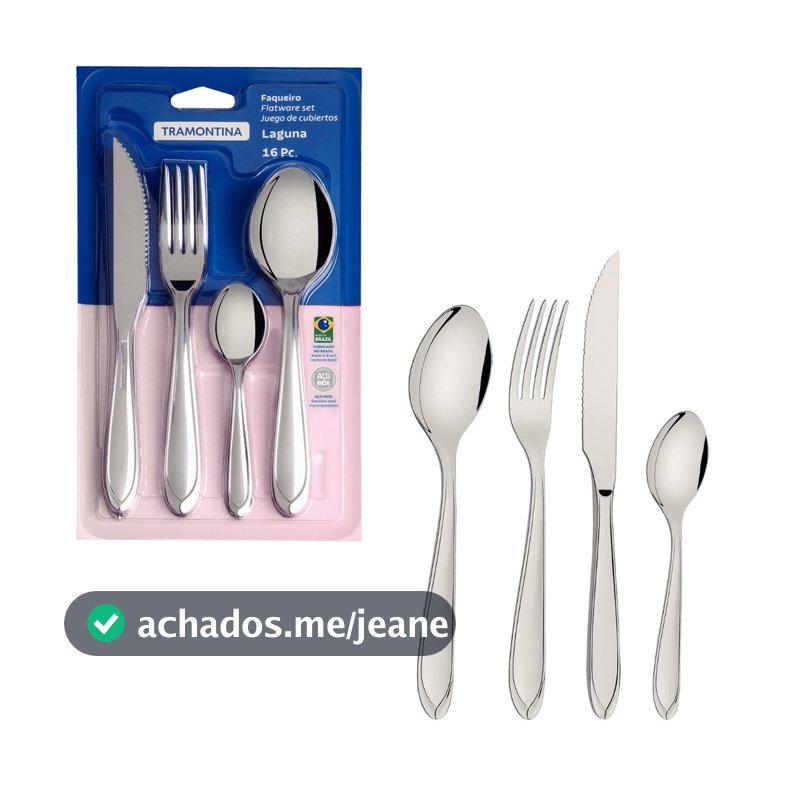 Faqueiro Talheres de Mesa Aço Inox Laguna 16 Peças Tramontina