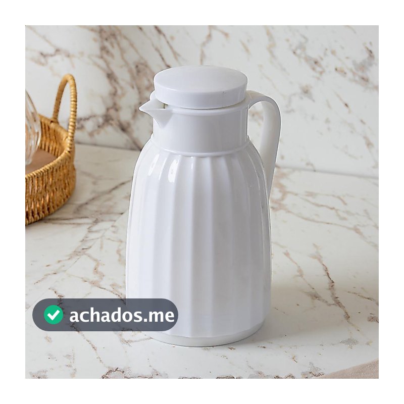 Garrafa Térmica 400ml Queen Branca Lyor com Ampola de Vidro para Café e Chá