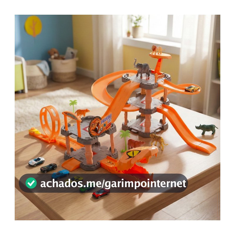 Brinquedo Pista Serpente Com Garagem 6 Carrinhos E Acessórios Dm Toys