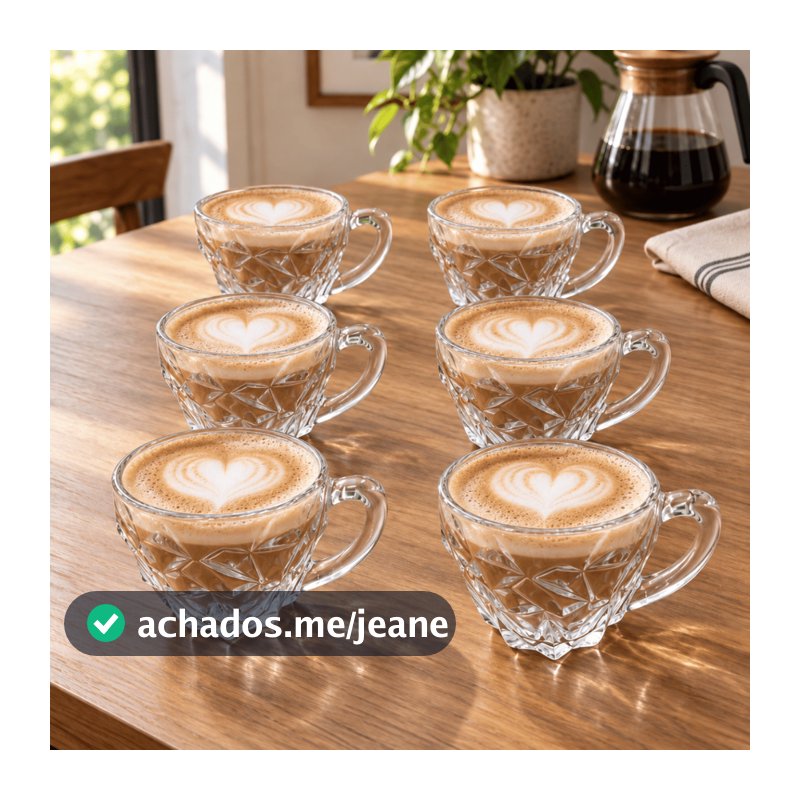 Jogo de Xicara 105ml ROCKS TRABALHADA Xícaras  Transparente Cristal Crystal Caneca Cha Cafe
