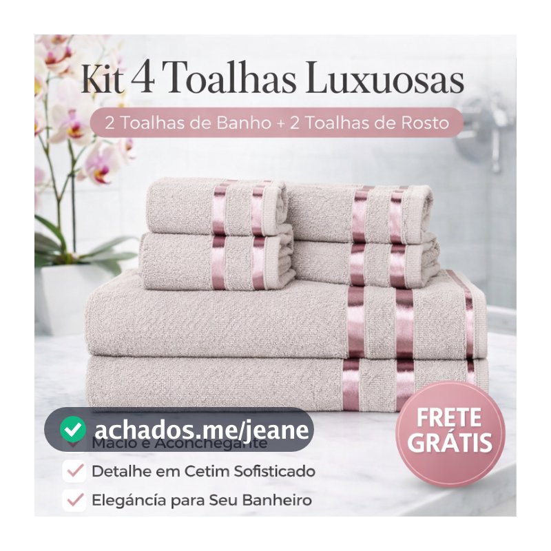 Kit 4 Toalhas Riviera 2 Banho + 2 Rosto Em Algodão 100% Premium