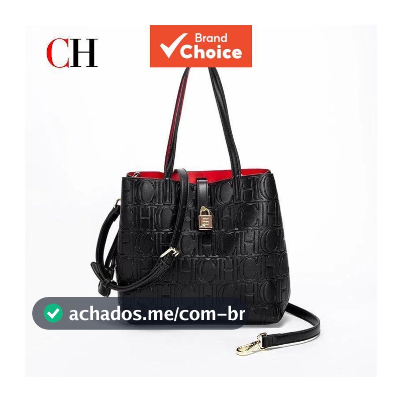 Bolsa de Mão Feminina CH com Letra em Relevo, Grande Capacidade, Elegante, para Uso Diário, Trabalho e Viagens