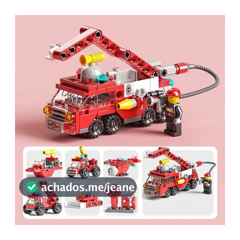 Blocos De Montar 6 em 1 Construção Bricks (BOMBEIRO, POLICIA E GUINDASTE)