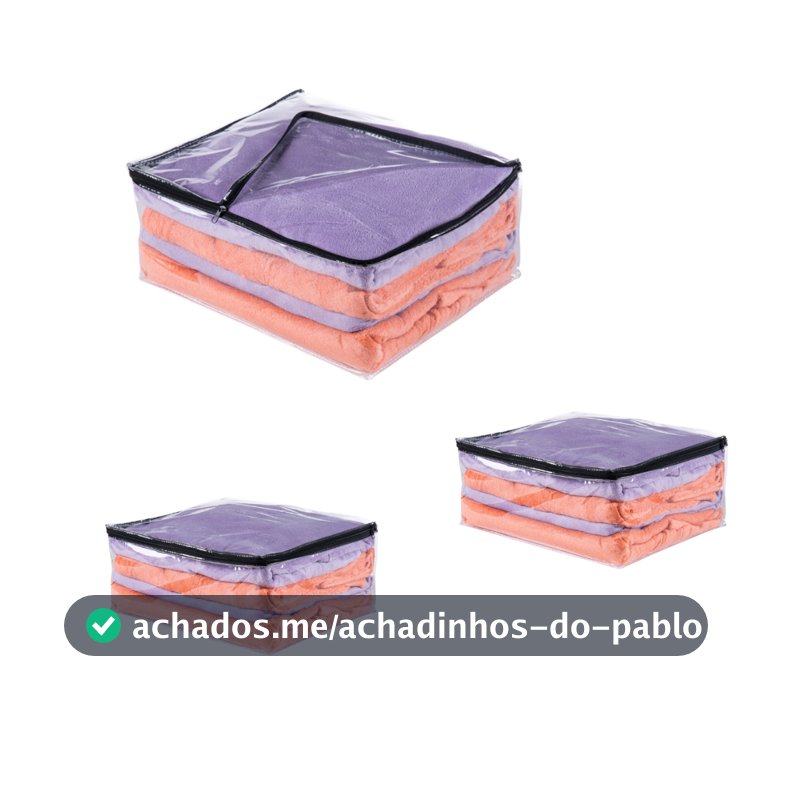 3 Saco Organizador Multiuso Embalagem Transparente Edredom Coberta Toalhas de Pvc e Ziper Preto Enxoval Guarda Roupa