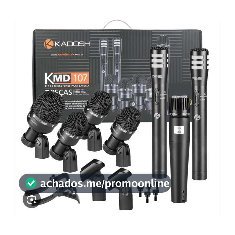 Kit Microfone Kadosh  P/ bateria Profissional 7 Peças KMD-107