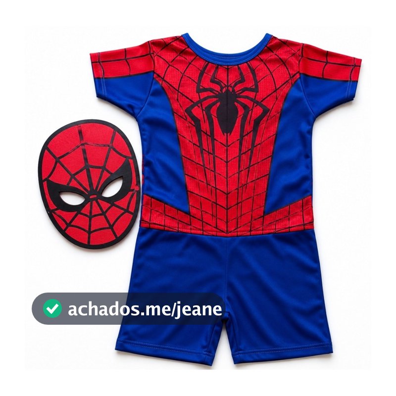 Fantasia Homem Aranha Infantil, Super Herói, Com Máscara Spider-Man, Macação Helanca + Mascara EVA