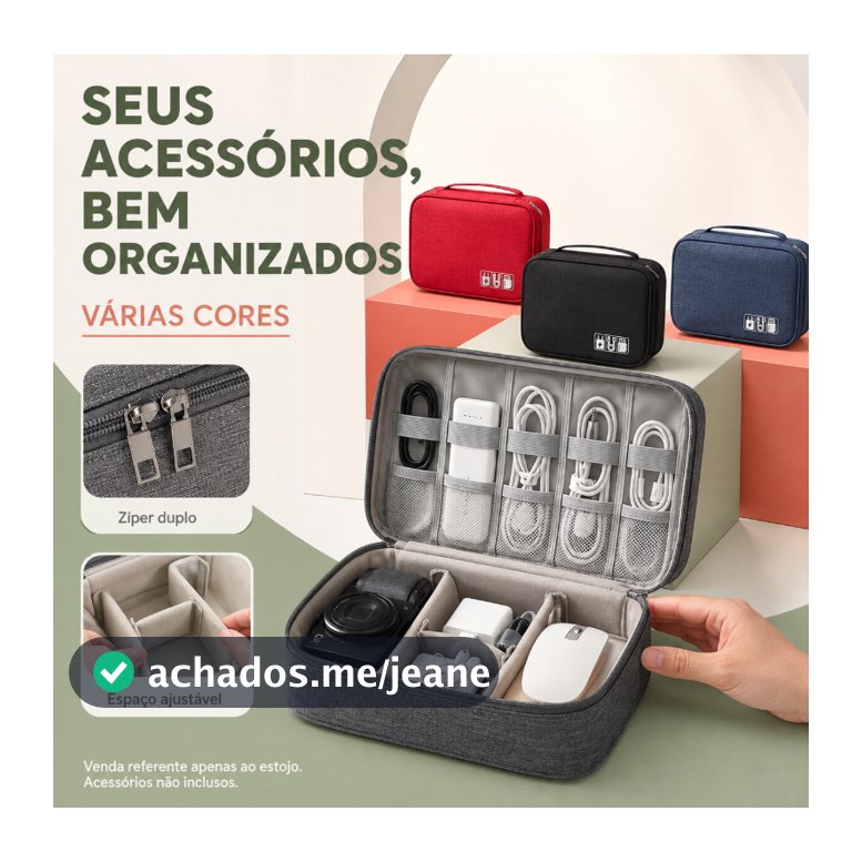 Estojo Organizador Digital Portátil e Impermeável para Viagem, Cabos USB, Carregadores, Mouse, Câmera e Eletrônicos