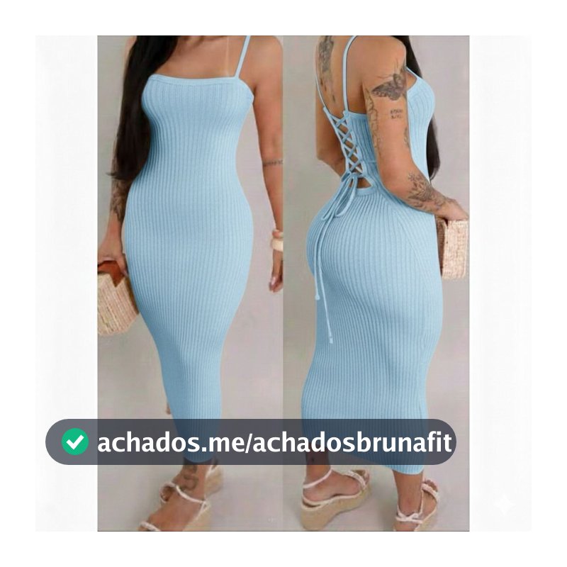 Vestido Trançado nas Costas Midi Tricot Modal Canelado tricô Tendência Verão