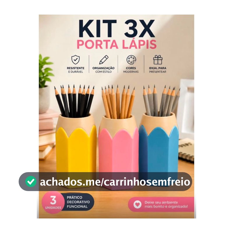 KIT 3 PORTA LAPIS/CANETA/MAQUIAGEM EM FORMATO DE LAPIS LEMBRANCINHA/PRESENTE