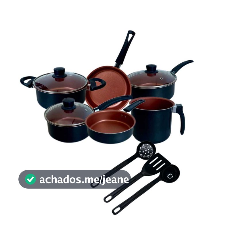 Jogo Panela Caçarola Conjunto Kit 9 Pçs Antiaderente Tampa Vidro Teflon