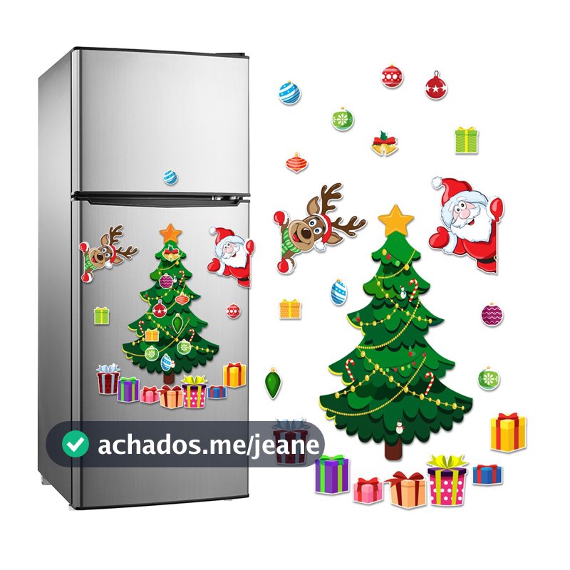 Kit Ímãs Natalinos para Geladeira Árvore Papai Noel Rena Enfeites Decoração de Natal Cozinha Presente