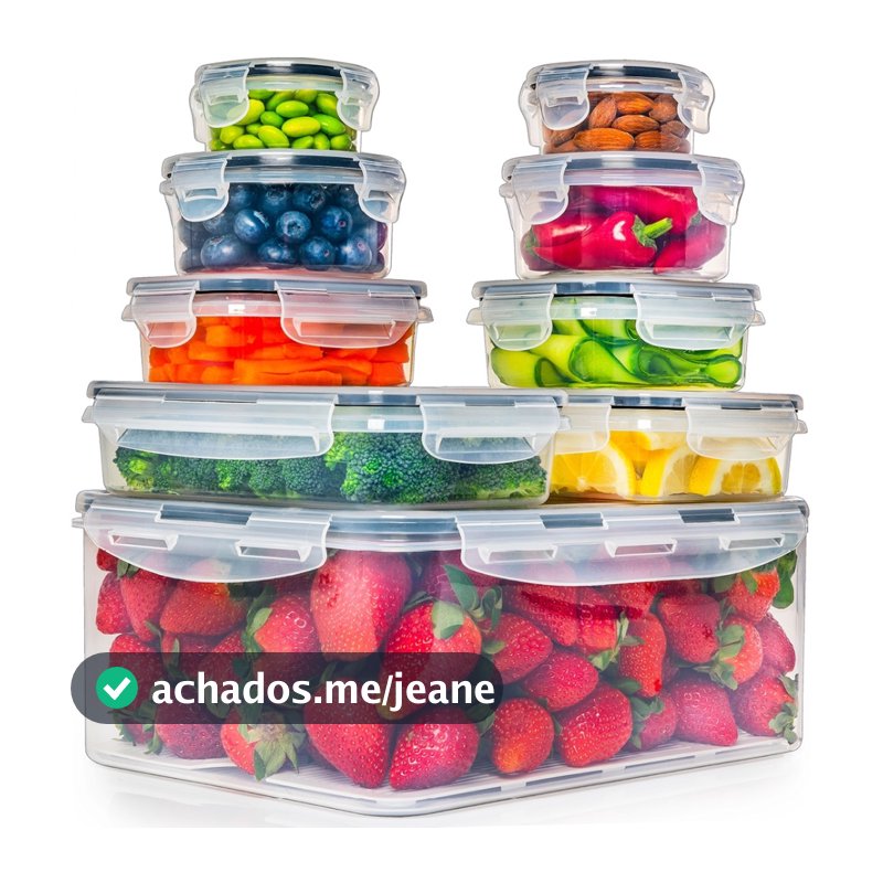 Lumai Kit 9 Potes Herméticos Milano Vedação Tampa Geladeira Freezer Microondas Cozinha