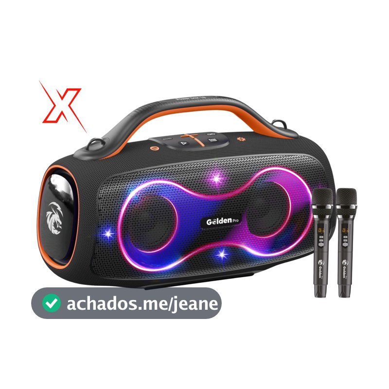 Caixa de Som Golden Pro ( POWER BOX 19 -18 ) GP-13000 300W RGB TWS 2 / microfone