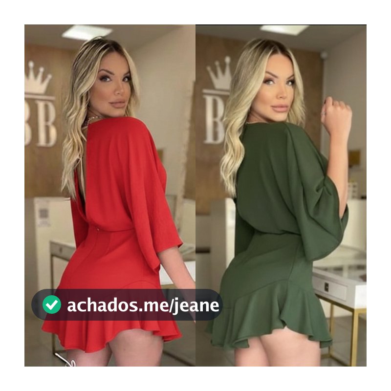 Vestido Grazy Babado manga flare 3/4 amarração com zíper invisível forrado decote V crepe duna moda roupas femininas