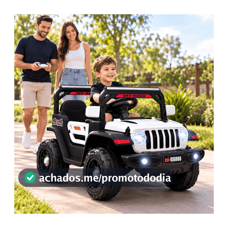 Carro Elétrico Infantil Jipe Jeep 12v com Luz de LED, Som e Controle Remoto