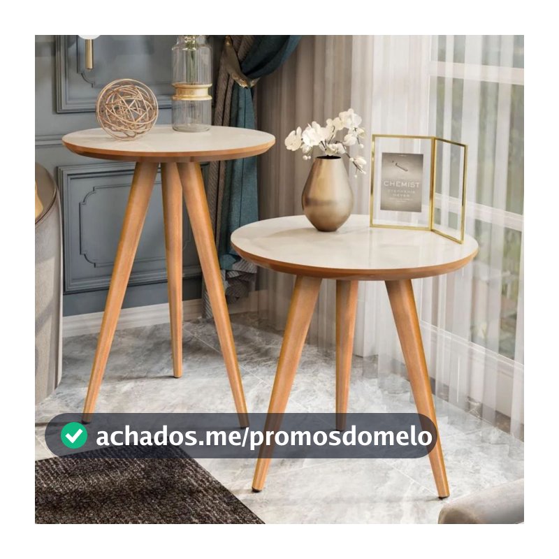 Duas Mesas Laterais Sofa Sala Canto Madeira Pés Palito Lindas