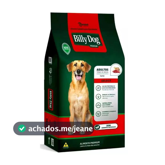 Ração Billy Dog Select Premium Carne 15kg - Alimento Completo e Balanceado