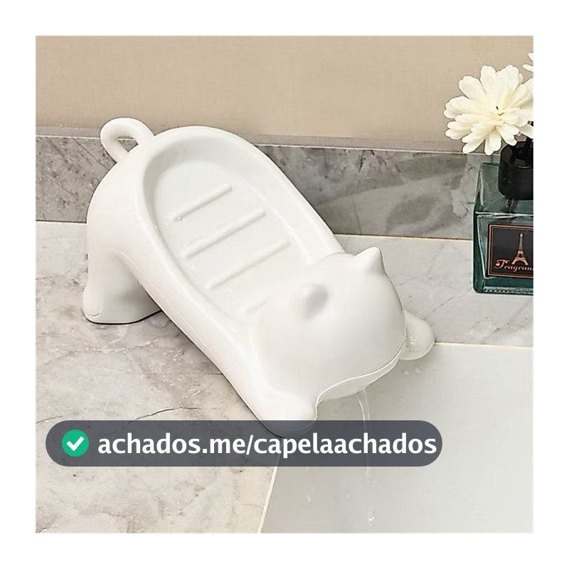 Saboneteira Porta Sabonete Gato Gatinho Banheiro Lavabo Pia Box Mesa Bancada Antiderrapante Drenagem