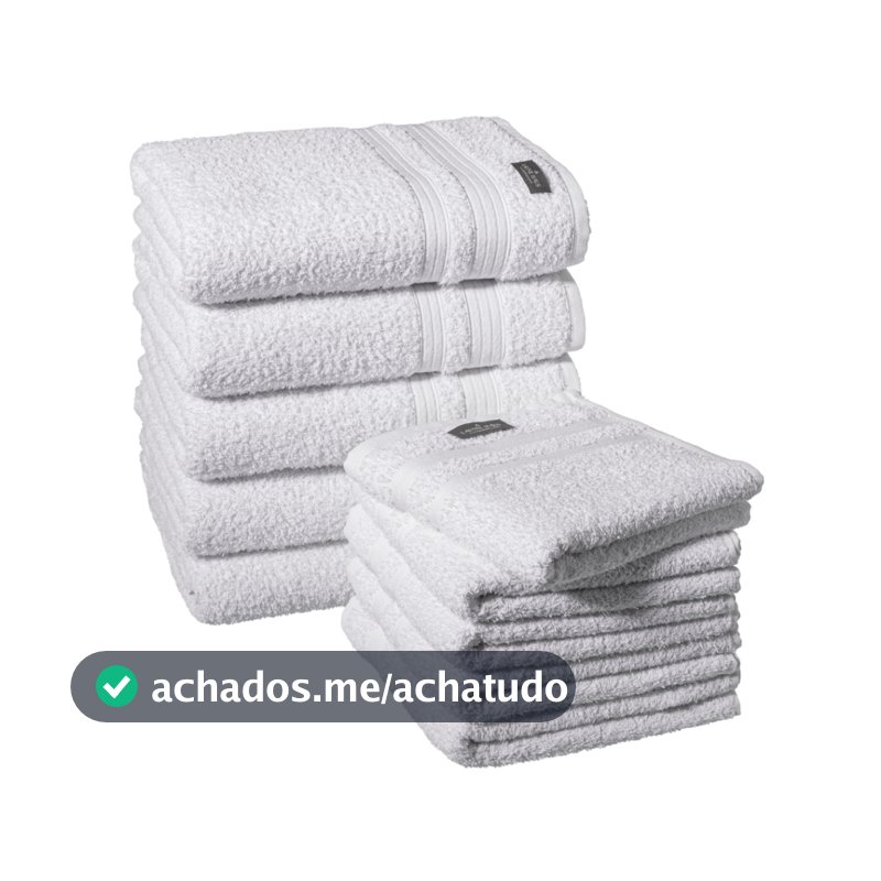Kit 10 Toalhas 5 Banho e 5 Rosto Modelo Anna - Branca Padrão Hotel Macia Spa Pousadas Airbnb Hostel