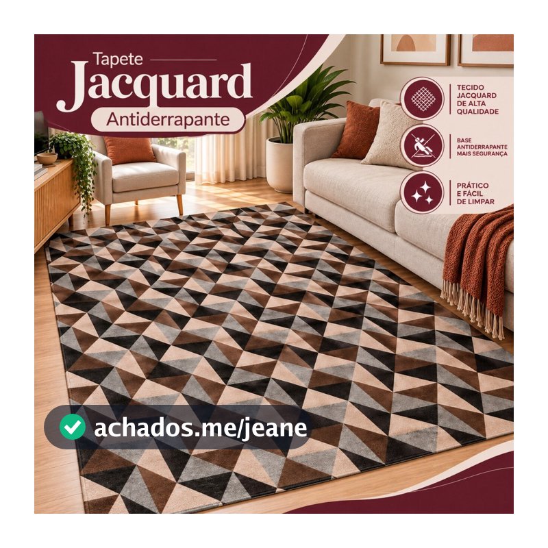 Tapete Jacquard 2,00 x 3,00 e 2,00 x 2,50 Antiderrapante Premium Luxo Sala Escritório Quarto