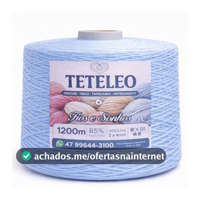 Barbante Antialergico Sem Poeira 1200 Metros Para Crochê Teteleo  Fio Número 6 Colorido N.º 6