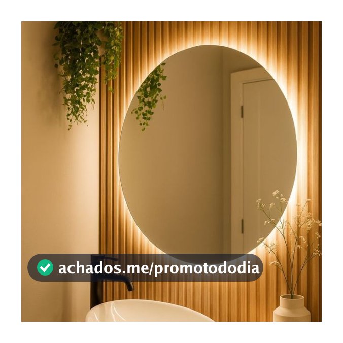 Espelho Redondo  Lapidado com LED Decorativo para Banheiro Lavabo Quarto Sala Vários Tamanhos