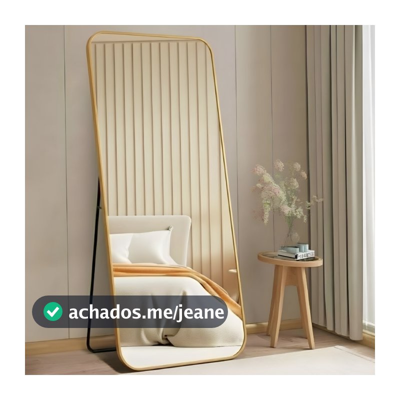 Espelho Lopazzi Retangular Grande Corpo Inteiro 170x70cm Com Moldura Alumínio Para Quarto Sala Decorativo