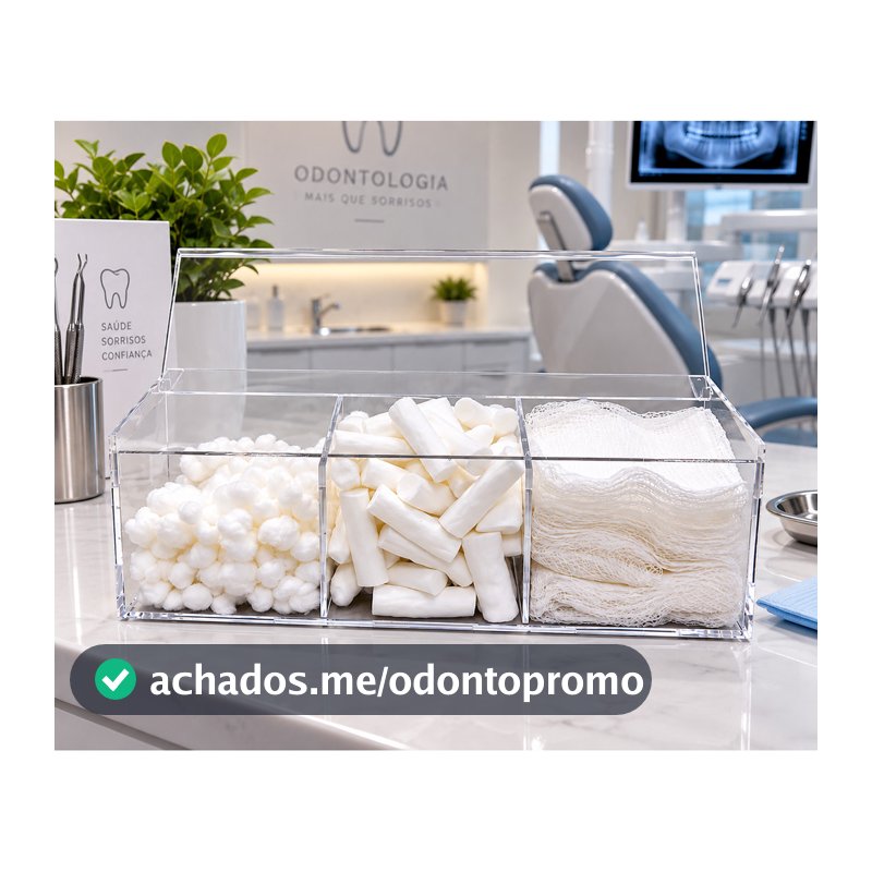 Porta Organizador  Odontológico Acrílico  – 3 4 5 Divisórias para Algodão, Gaze e Roletes |  Para Consultórios
