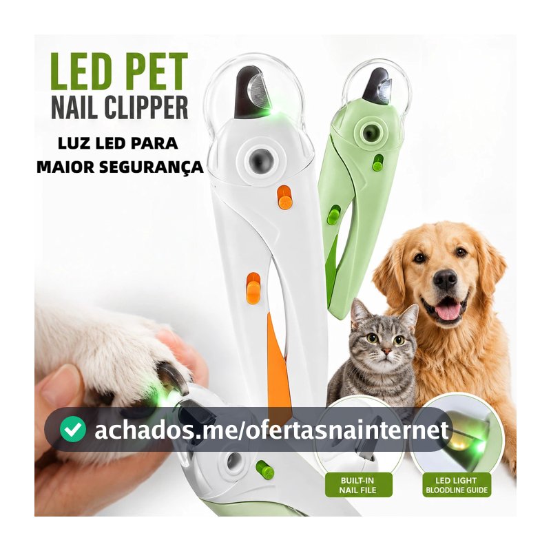 Cortador de Unha Pet com Luz LED para Cachorro e Gato Alicate Profissional