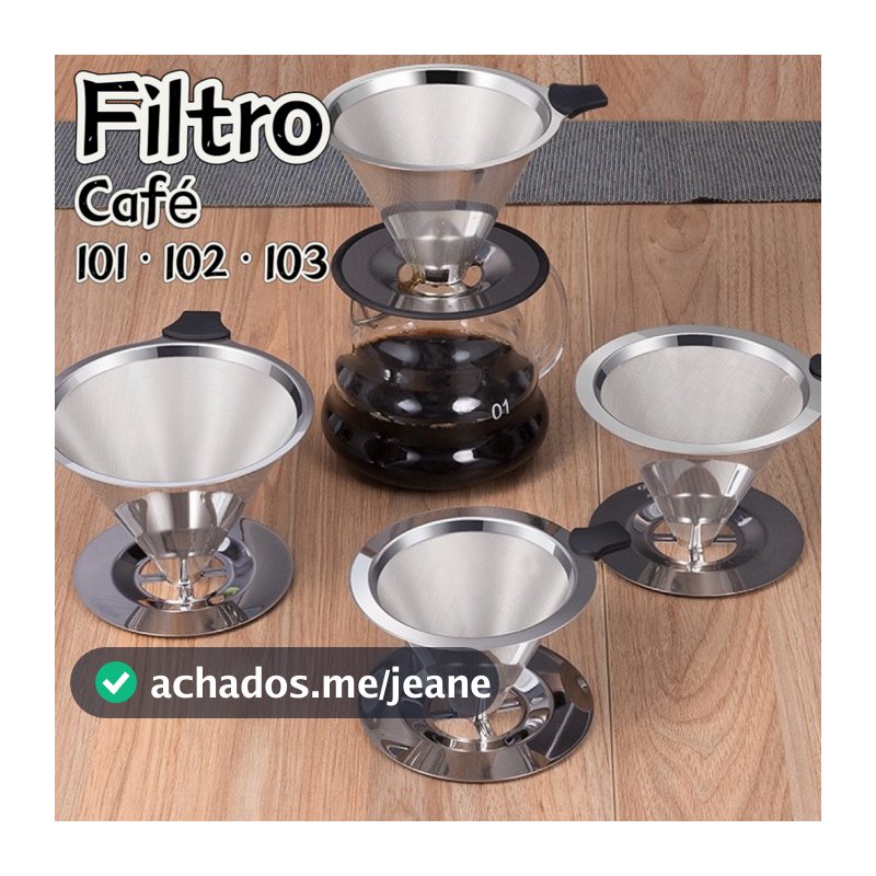 Coador de Café Aço Inox P/M/G Reutilizável Filtro Permanente Sem Papel (Camada Dupla)