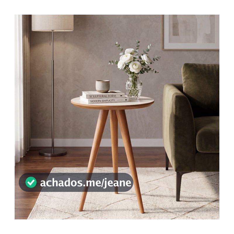 Mesa de Apoio Retrô 62cm Redonda com Pés Palito Decoração - Cores
