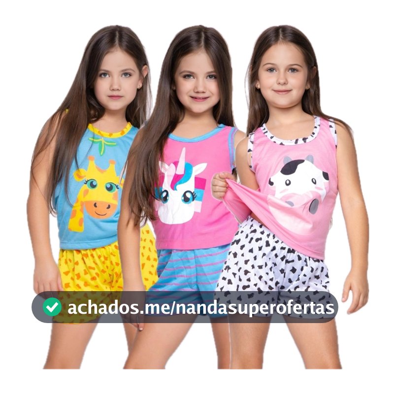 Pijama Infantil Estampa Sortida Kids Menina Menino Criança Regata Estampado Verão Manga Curta Calor Roupa Dormir