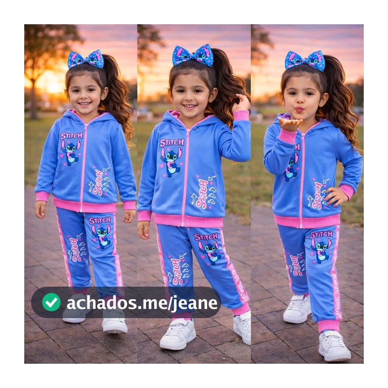Conjunto Infantil Menina Stitch De Inverno Moda Blogueirinha Estilosa Moletinho
