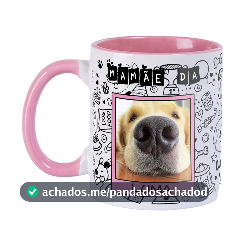 Caneca Personalizada "Mãe de Dog", Pai de "Dog" com Foto e Nome - Mamãe e Papai Cachorro Pet