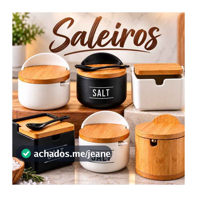 Saleiro de Bambu Premium com Colher, Bandeja | Porta Temperos Elegante e Funcional para Cozinha