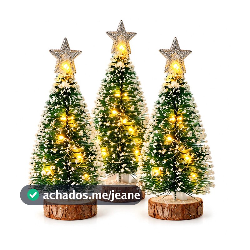 Kit 3 Mini Árvores De Natal Com Led 16cm Decorativas