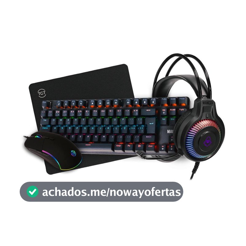 Combo Gamer, 4x1, Headset Mancer Twilight S + Mouse Gamer TGT GM75 + Teclado Mancer SHM3 + Mousepad TGT