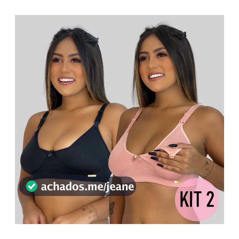 Kit 2 Sutiã Amamentação Basico Soutien Sutiãs Gestante Gravida