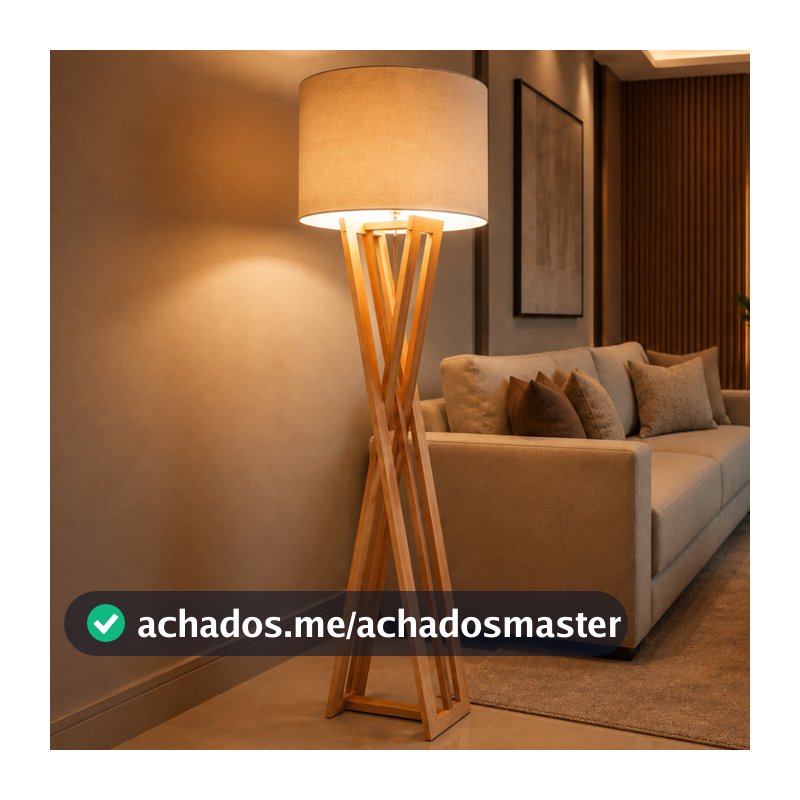 Abajur Luminária De Chão Star Detalhada Pés De Madeira Moderna Sala De Estar Escritório Decoração