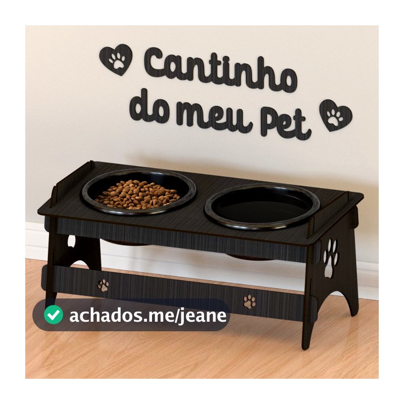 Kit Comedouro E Quadro Decorativo Para Pet Gato Ou Cachorro