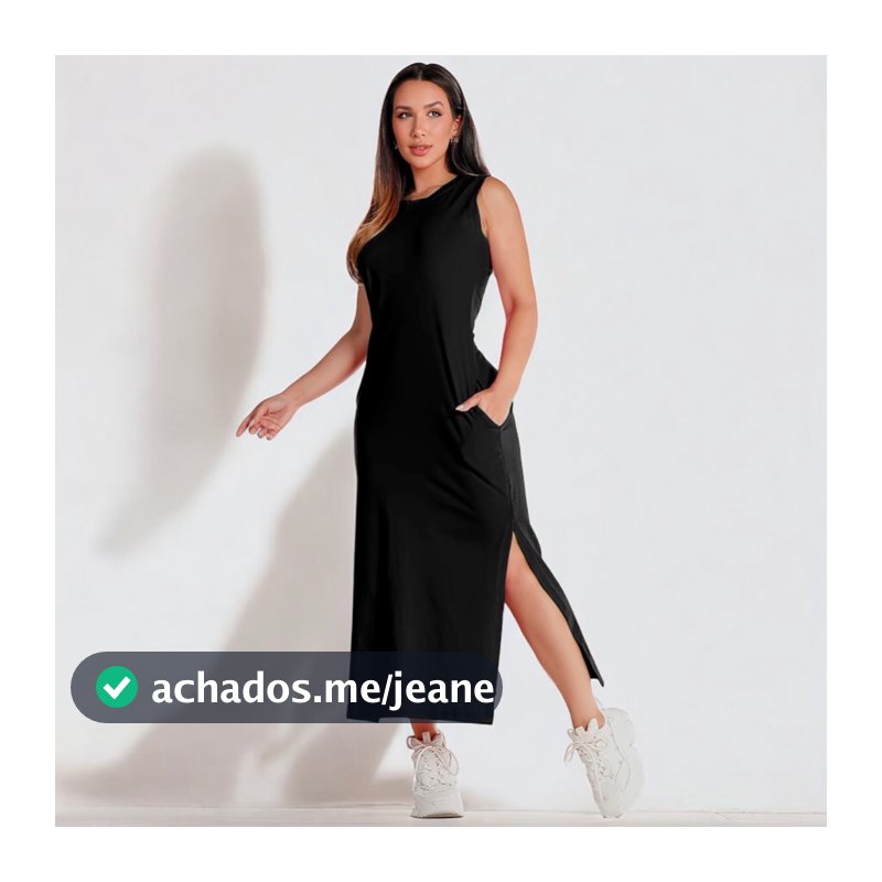 Vestido Feminino Midi de Malha Algodão Casual Basico