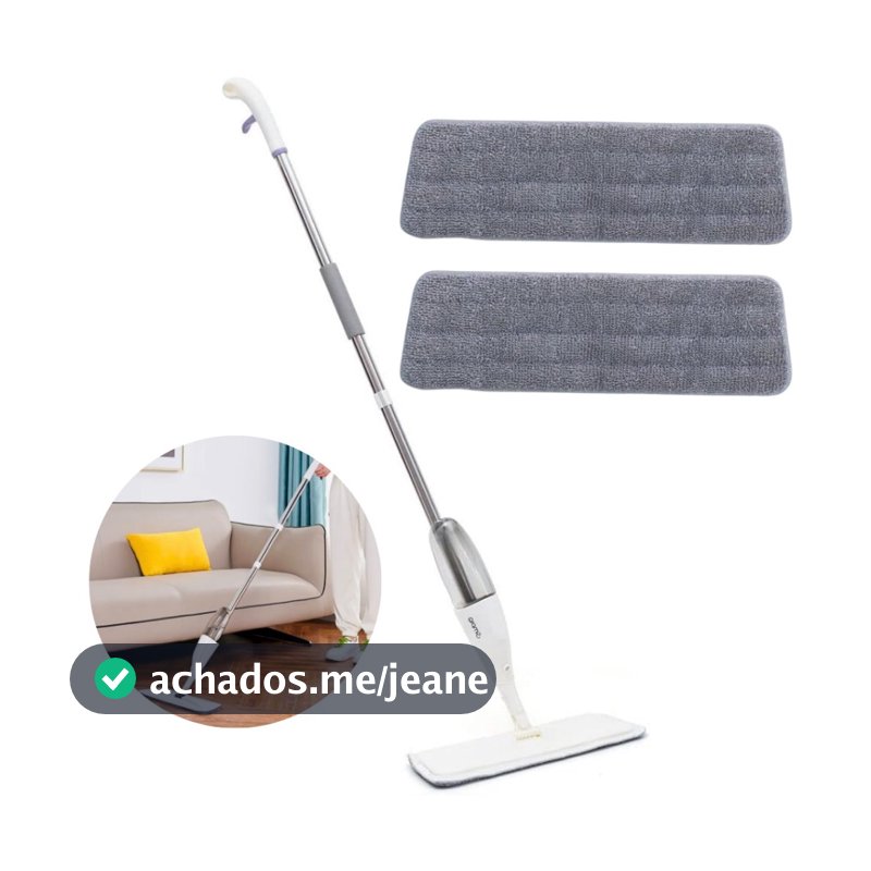 Mop Spray Magico Com Reservatório Rodo De Limpeza Microfibra + 2 Refil