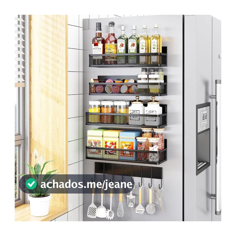 Kit Suporte Magnético Organizador Multiuso com Prateleiras em Aço Carbono
