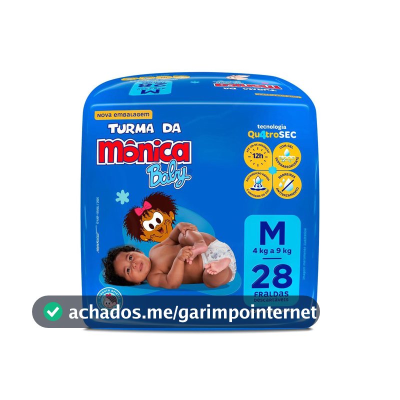Fralda Turma da Mônica Baby Jumbo M com 28un