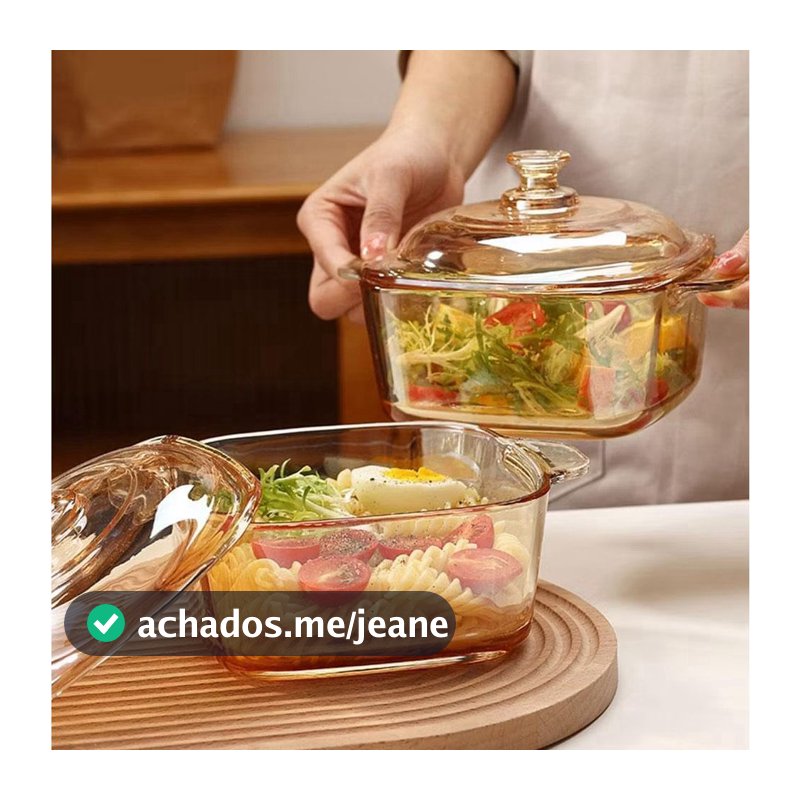 Tigela/Travessa  com tampa Âmbar Elegante em Vidro 850ml/800ml– Ideal para Servir, Decoração e Mesa Posta