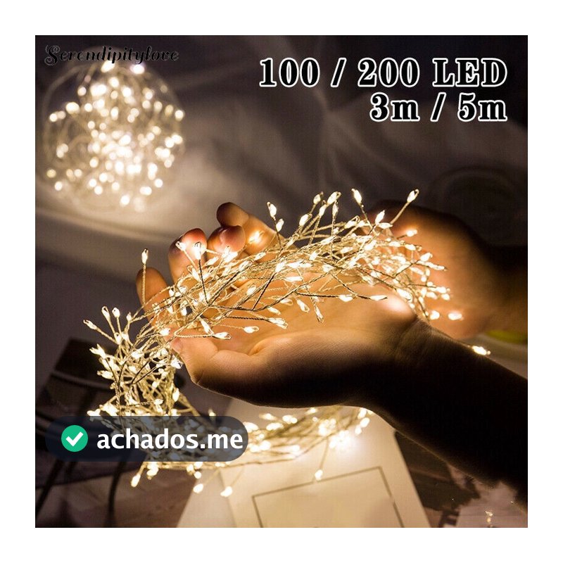 Luz De Corda De Fada De LED , Ornamento Para Sala De Árvores Pendurado , Lâmpada Starburst Firecracker , Acessórios De Decro Festa De Aniversário De Casamento , Carregamento USB , Produto De Decoração De Natal ,