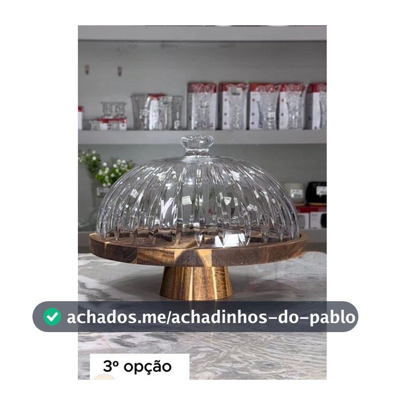 Centro de mesa Boleira tampa vidro Madeira Acácia 5 em 1