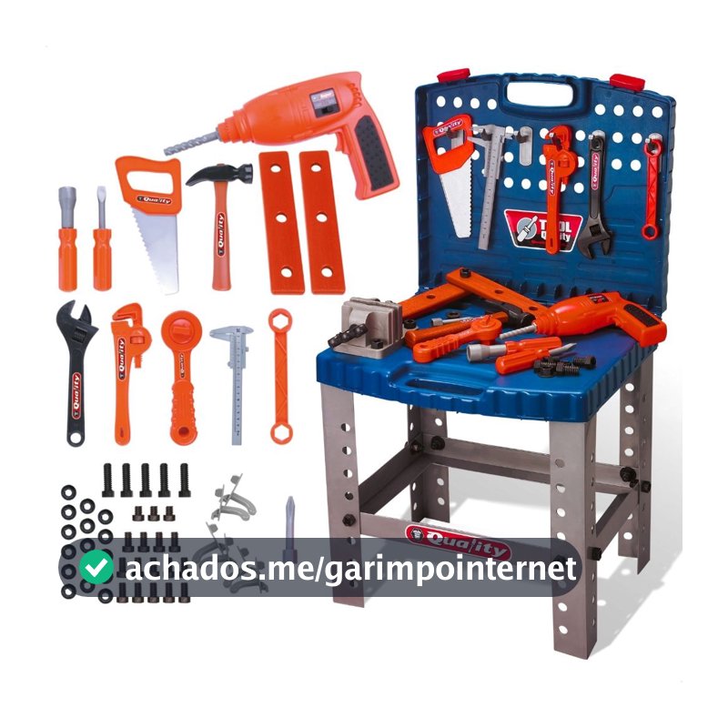 Super Kit Ferramenta com Furadeira Brinquedo Infantil 53 Peças Faz de Conta